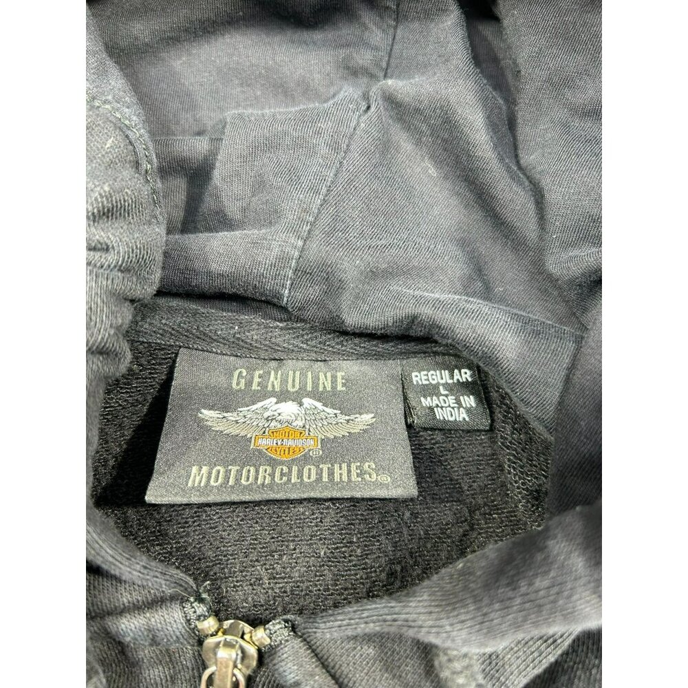Harley-Davidson Black Zip-Up Hoodie With Orange Graphics Front & Back - Picture 3 of 5